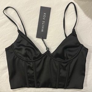 White Fox Boutique Acacia Bustier Corset Top in Black (S) // NEVER WORN W TAGS